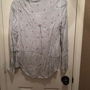 beachlunchlounge Striped Button Down with Red Accents